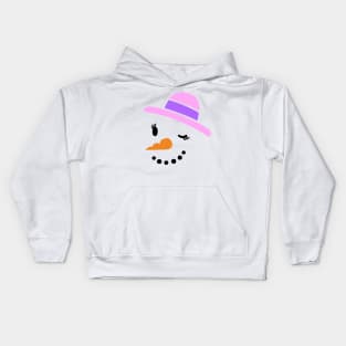 Winking Snow Woman Kids Hoodie